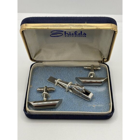 Other - Mens Silver Polished‎ Cuff Links and Tie Clip Vintage Classic
